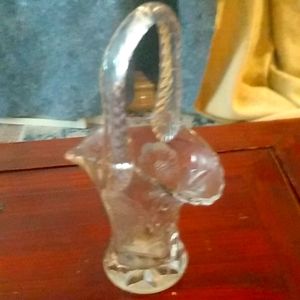 Antique Etched Glass Basket